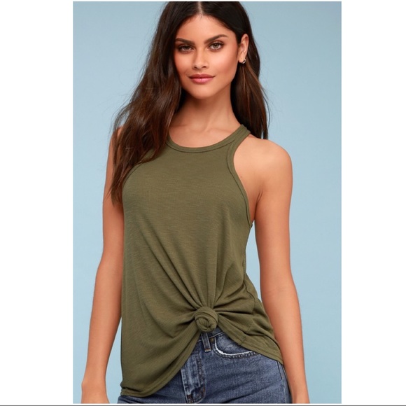 Free People flowy army green/olive tank top - Picture 2 of 6
